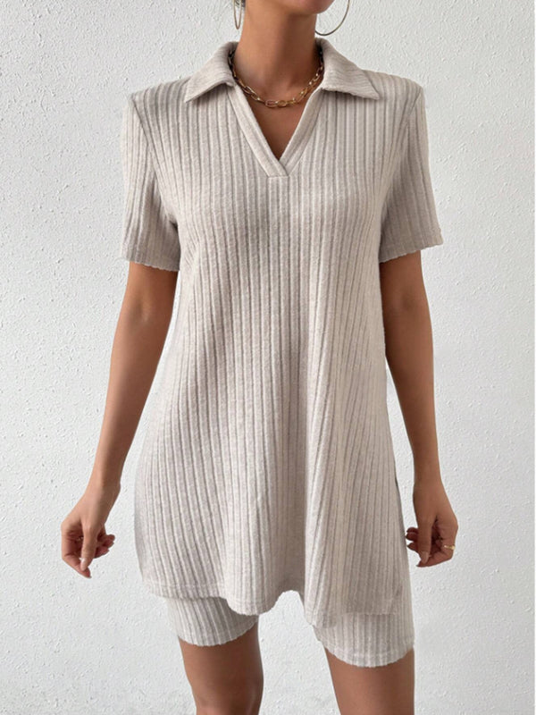 Johnny Collar Short Sleeve Top and Shorts Set-Teresa's Fashionista LLC