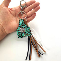 Turquoise Fringe Detail Key Chain-Teresa's Fashionista LLC