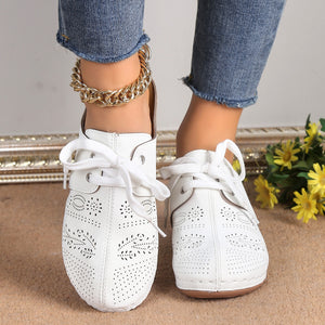 Lace-Up Round Toe Wedge Sandals-Teresa's Fashionista LLC