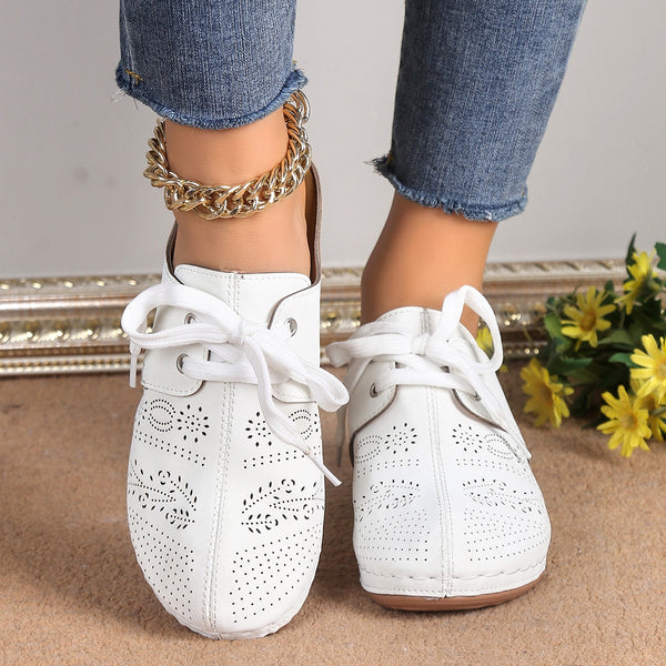 Lace-Up Round Toe Wedge Sandals-Teresa's Fashionista LLC