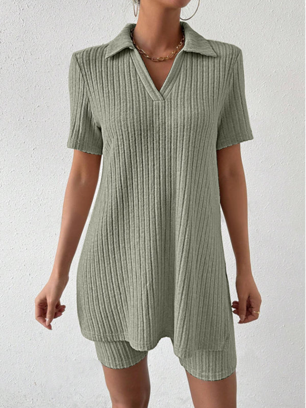 Johnny Collar Short Sleeve Top and Shorts Set-Teresa's Fashionista LLC