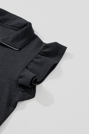 Ruffled Quarter Zip Top and Drawstring Pants Set-Teresa's Fashionista LLC