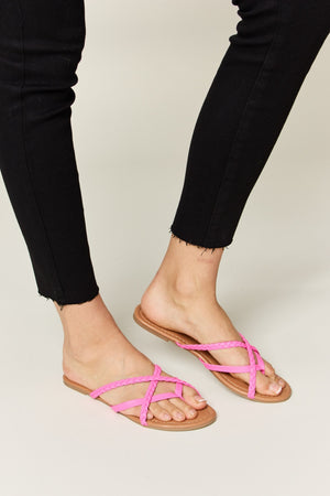 WILD DIVA Crisscross PU Leather Open Toe Sandals-Teresa's Fashionista LLC