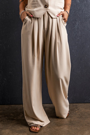 Ruched Wide Leg Pants with Pockets-Teresa's Fashionista LLC