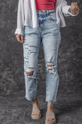 Distressed High Waist Jeans-Teresa's Fashionista LLC