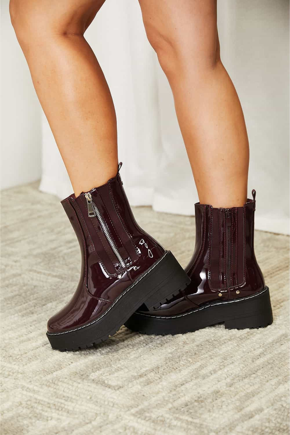 Forever Link Side Zip Platform Boots-Teresa's Fashionista LLC