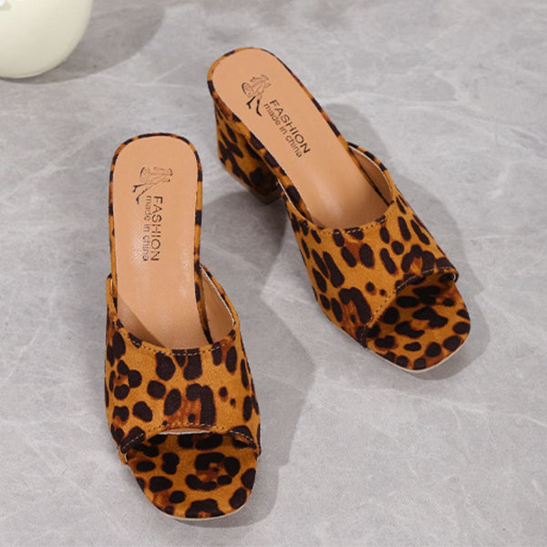 Leopard Block Heel Suede Sandals-Teresa's Fashionista LLC