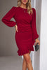 Ruched Ruffled Balloon Sleeve Mini Dress-Teresa's Fashionista LLC