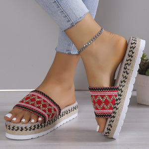 Geometric Weave Platform Sandals-Teresa's Fashionista LLC