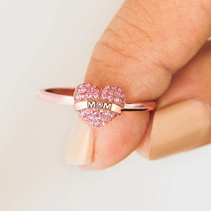 MOM Heart Shape 925 Sterling Silver Engraved Ring-Teresa's Fashionista LLC