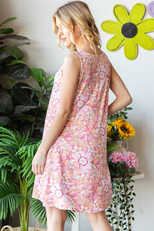 Heimish Full Size Floral V-Neck Tank Dress with Pockets-Teresa's Fashionista LLC
