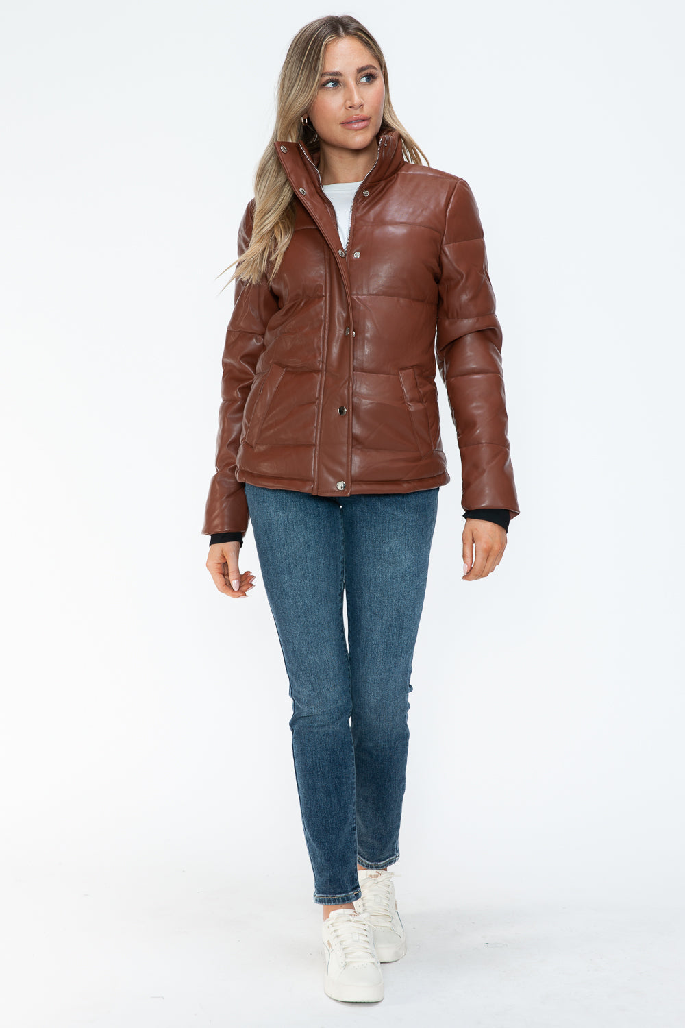 YMI Pocketed Zip Up Turtleneck Puffer Jacket - Teresa's Fashionista LLC