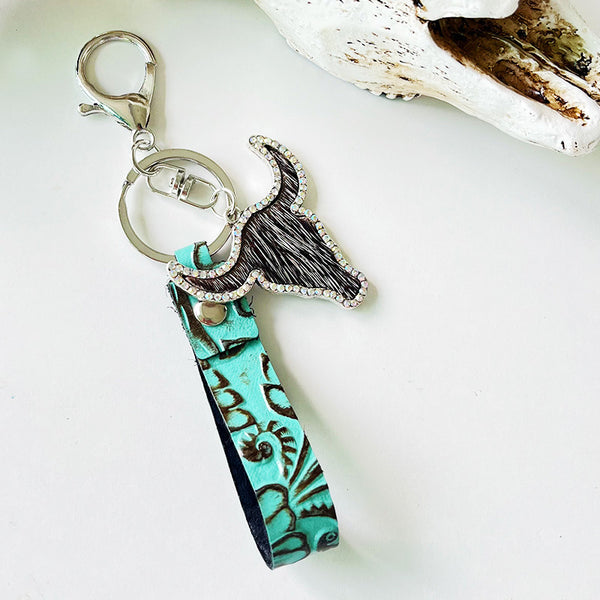 Rhinestone Bull Keychain-Teresa's Fashionista LLC