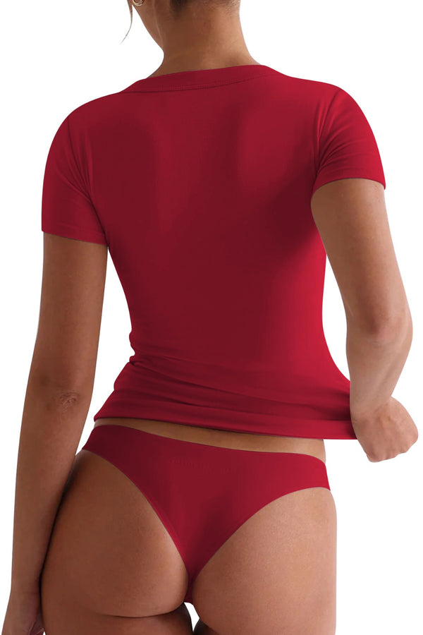 Lovelet Scoop Neck Short Sleeve T-Shirt - Teresa's Fashionista LLC