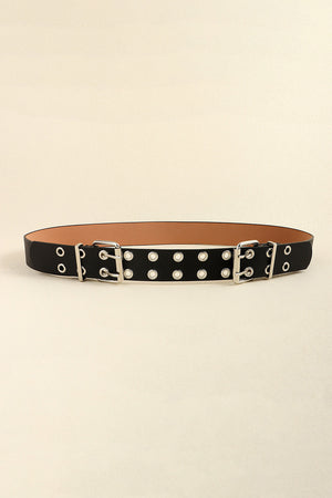 PU Leather Two Row Eyelet Belt-Teresa's Fashionista LLC