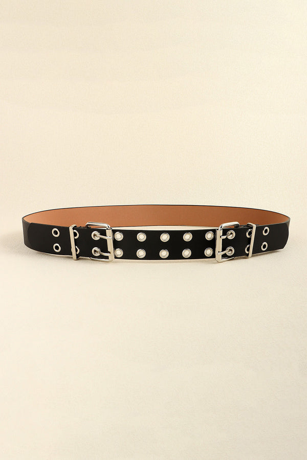 PU Leather Two Row Eyelet Belt-Teresa's Fashionista LLC