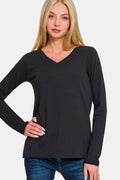 Zenana Full Size V-Neck Long Sleeve T-Shirt - Teresa's Fashionista LLC