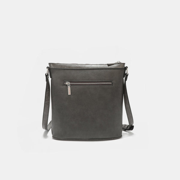 Nicole Lee USA Metallic Stitching Embroidery Inlaid Rhinestone Crossbody Bag-Teresa's Fashionista LLC