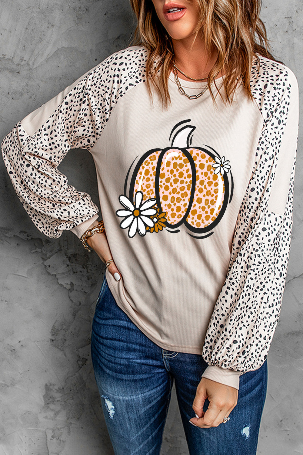 Pumpkin Graphic Round Neck Long Sleeve Top - Teresa's Fashionista LLC