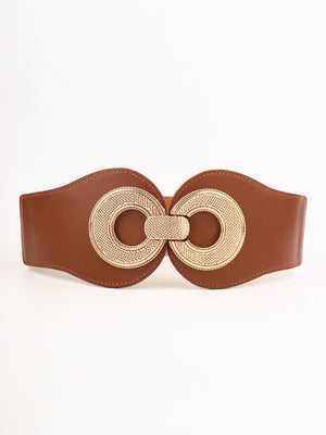 Alloy Buckle Elastic PU Belt-Teresa's Fashionista LLC