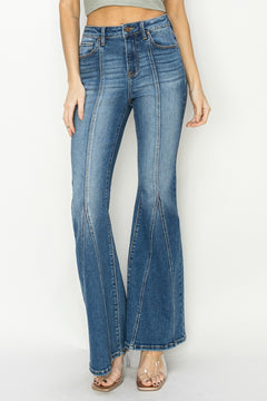 RISEN Full Size High Rise Front Seam Detailed Flare Jeans-Teresa's Fashionista LLC