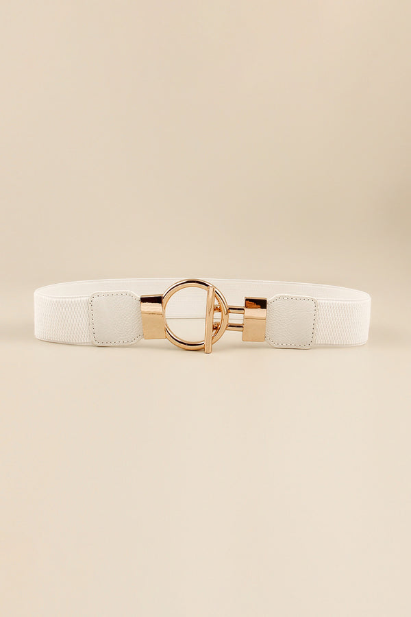 Circle Shape Buckle Zinc Alloy Buckle PU Leather Belt-Teresa's Fashionista LLC