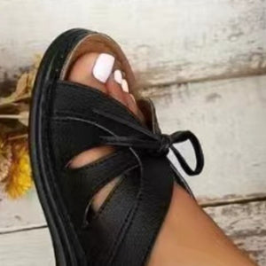 Tied Open Toe Low Heel Sandals-Teresa's Fashionista LLC