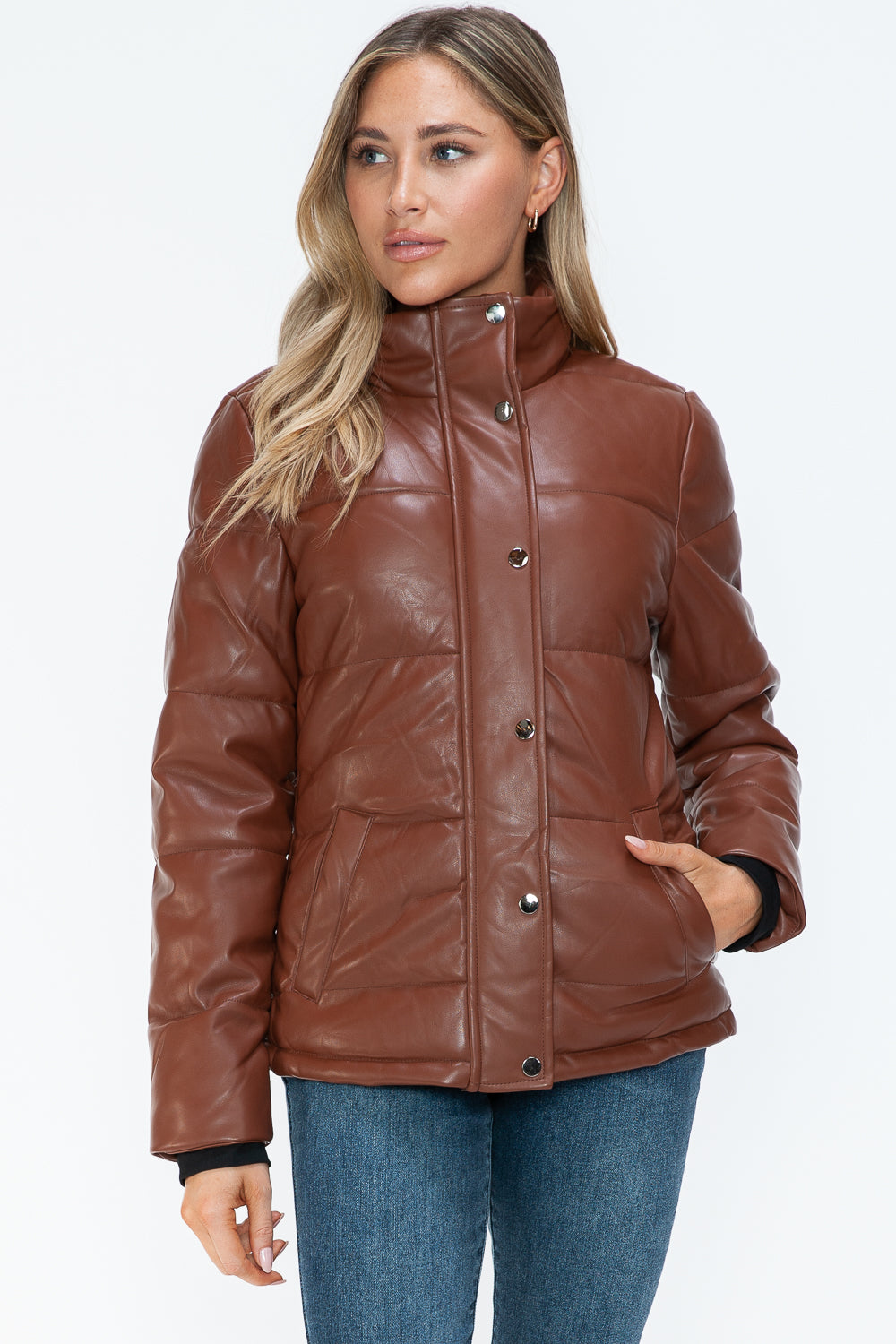 YMI Pocketed Zip Up Turtleneck Puffer Jacket - Teresa's Fashionista LLC