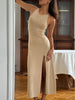 Side Slit Round Neck Sleeveless Dress - Teresa's Fashionista LLC