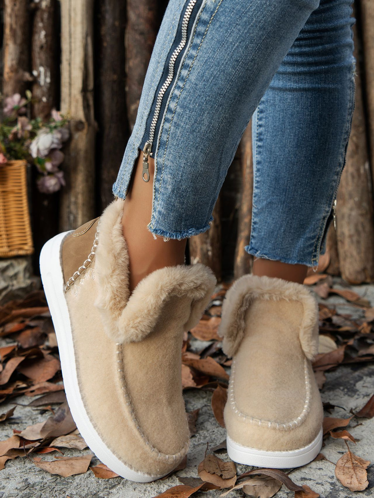 Furry Suede Round Toe Flat Sneakers - Teresa's Fashionista LLC