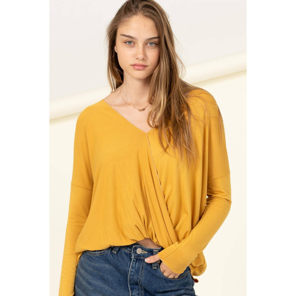V-Neck Wrap Long Sleeve Top
