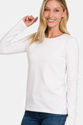 Zenana Full Size Solid Color Round Neck Long Sleeve T-Shirt - Teresa's Fashionista LLC