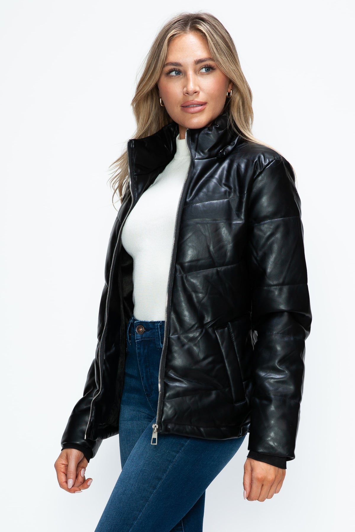 How Dare U Pocketed Zip Up Puffer Jacket with Removable Hood - Teresa's Fashionista LLC