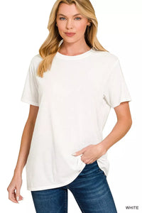 Zenana Cotton Boyfriend Round Neck Tee