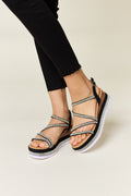 Forever Link Rhinestone Strappy Wedge Sandals-Teresa's Fashionista LLC