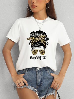 MOMLIFE Round Neck Short Sleeve T-Shirt-Teresa's Fashionista LLC