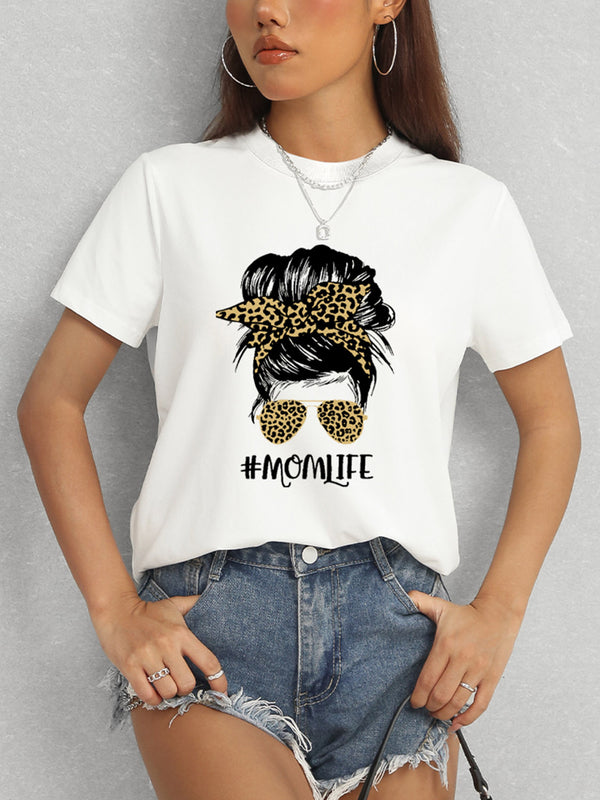 MOMLIFE Round Neck Short Sleeve T-Shirt-Teresa's Fashionista LLC