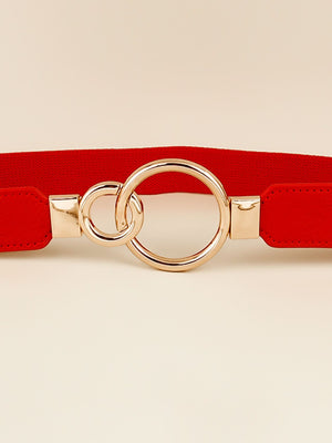 Double Ring Buckle Elastic PU Belt-Teresa's Fashionista LLC