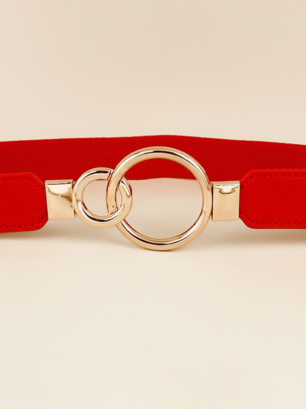 Double Ring Buckle Elastic PU Belt-Teresa's Fashionista LLC