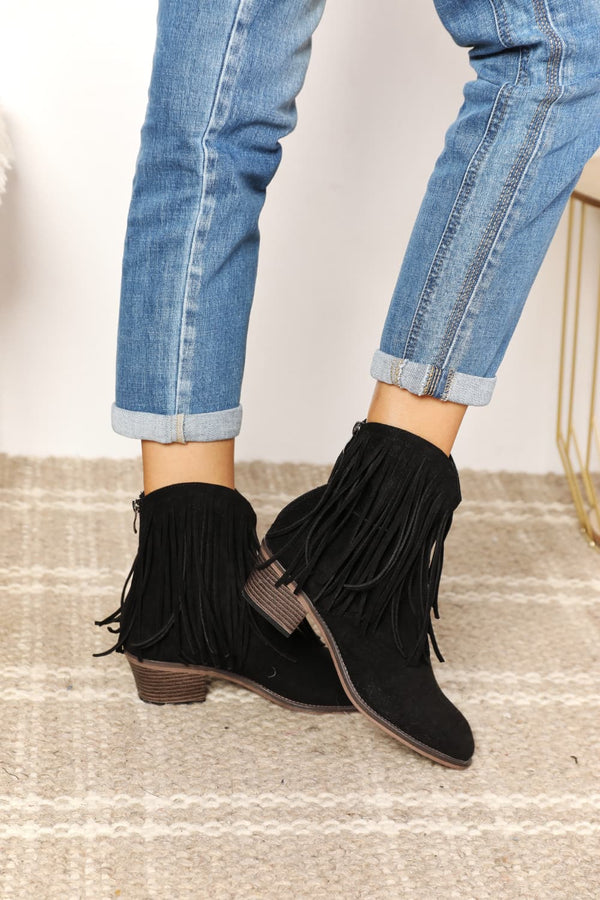 Legend Women's Fringe Cowboy Western Ankle Boots-Teresa's Fashionista LLC