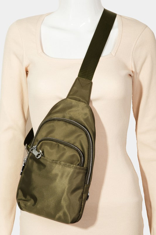 Fame Solid Color Nylon Sling Bag - Teresa's Fashionista LLC