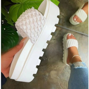 PU Leather Open Toe Platform Sandals-Teresa's Fashionista LLC