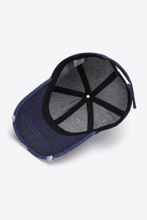 Distressed Adjustable Baseball Cap-Teresa's Fashionista LLC