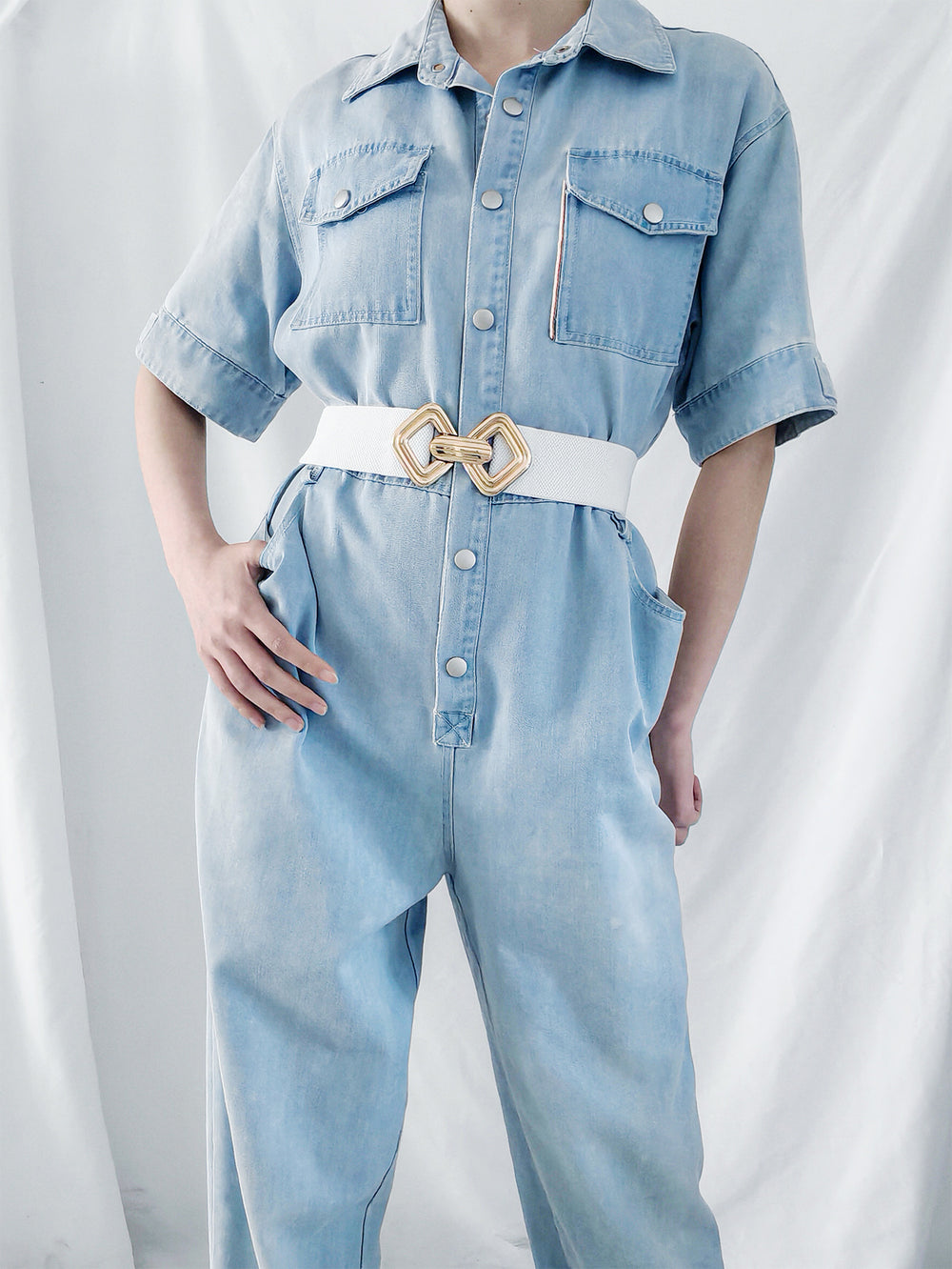 Geometric Buckle Elastic Wide Belt-Teresa's Fashionista LLC