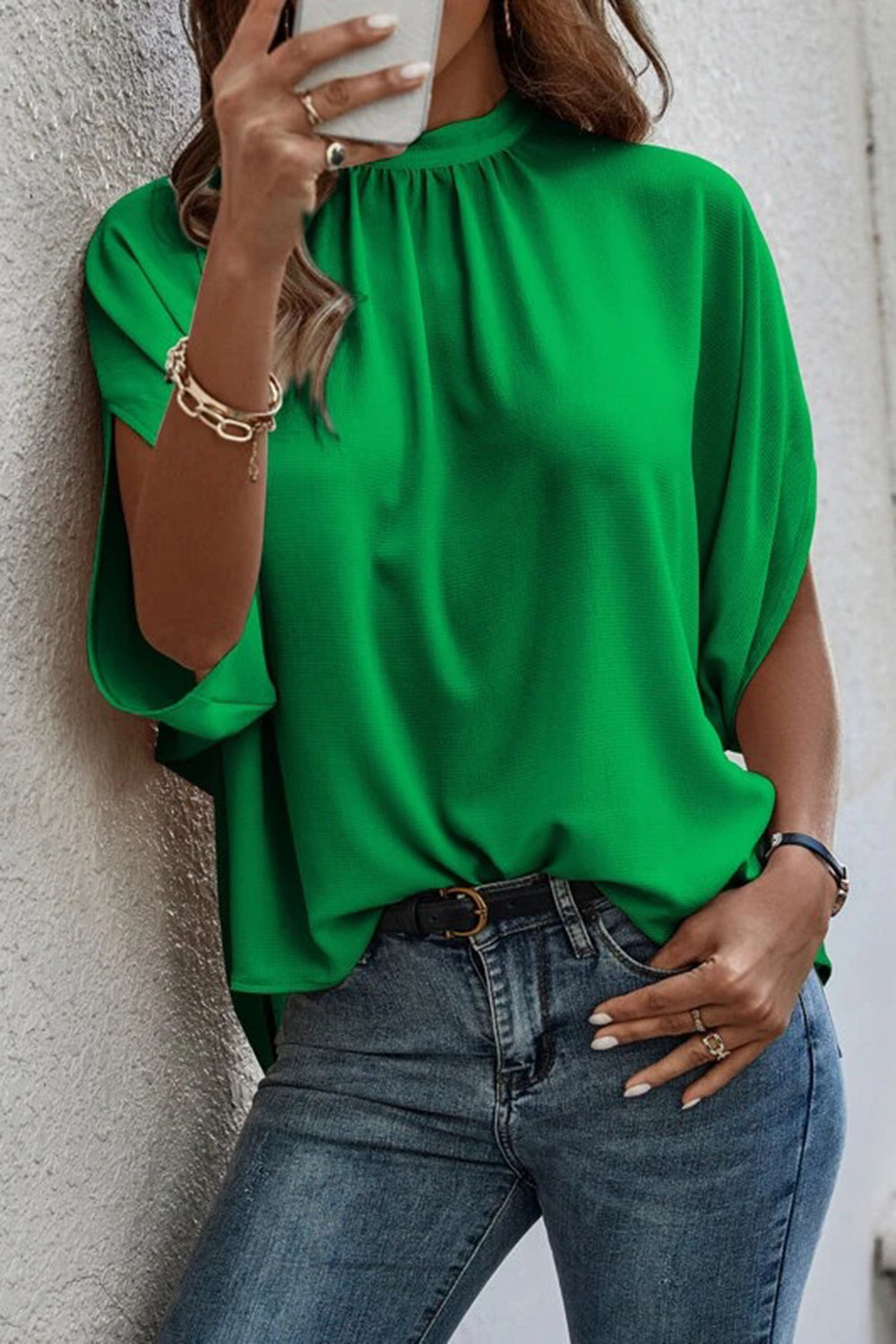 Tie Back Slit Half Sleeve Blouse-Teresa's Fashionista LLC