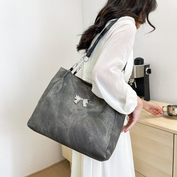 Bow Polyester Medium Tote Bag-Teresa's Fashionista LLC