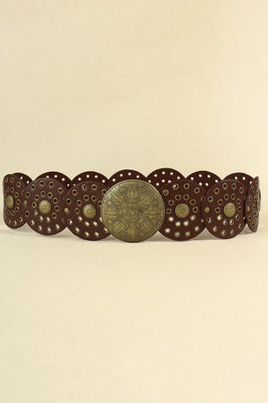 Zinc Alloy PU Disc Belt-Teresa's Fashionista LLC