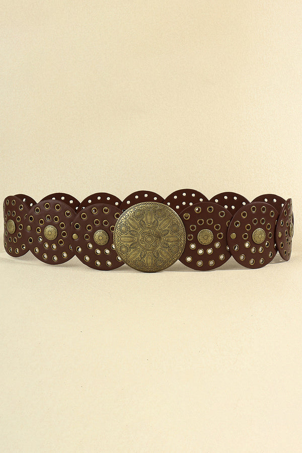 Zinc Alloy PU Disc Belt-Teresa's Fashionista LLC