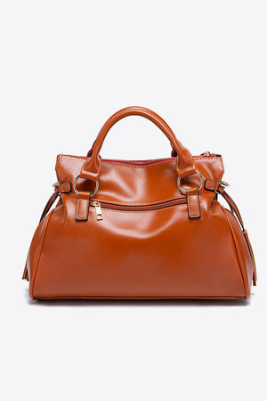PU Leather Handbag with Tassels-Teresa's Fashionista LLC