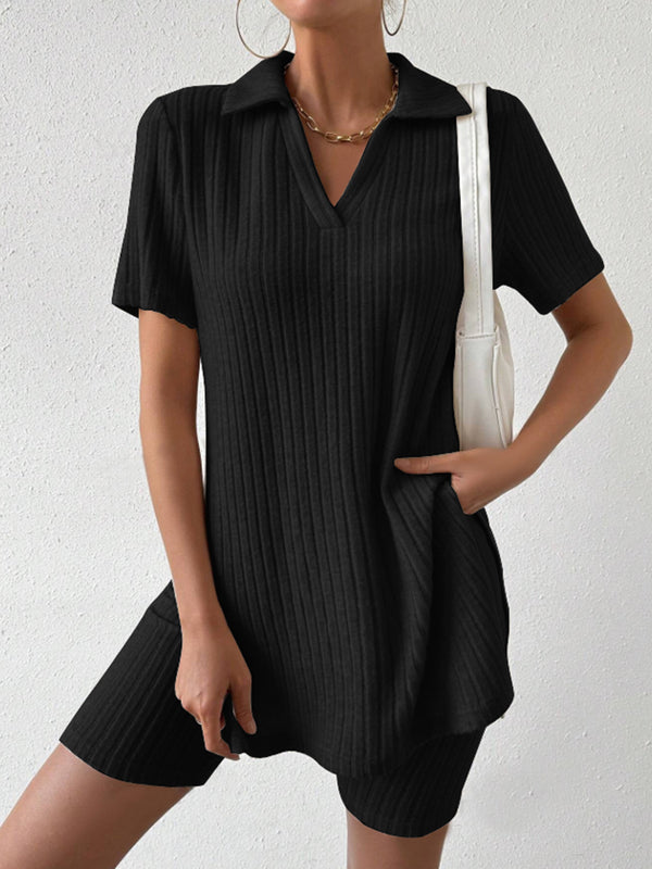 Johnny Collar Short Sleeve Top and Shorts Set-Teresa's Fashionista LLC